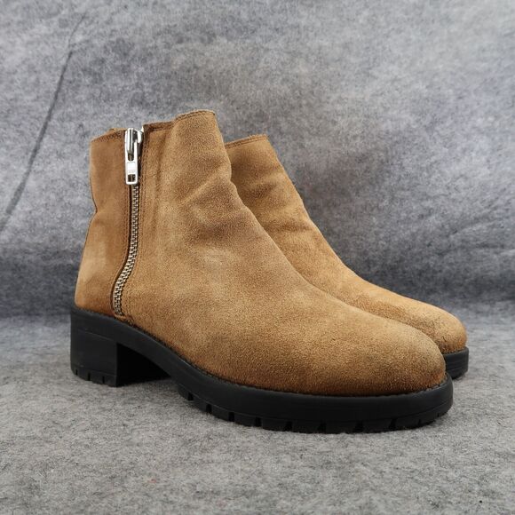 Urban Outfitters Shoes Womens 9 Bootie Fashion Leather Double Zip Moto Lifestyle - Picture 1 of 16